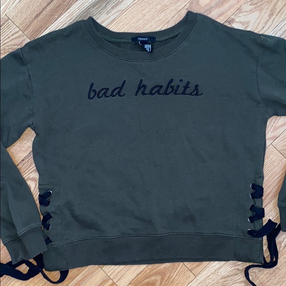 Bad Habits (olive green) tie sweater - Picture 3 of 3